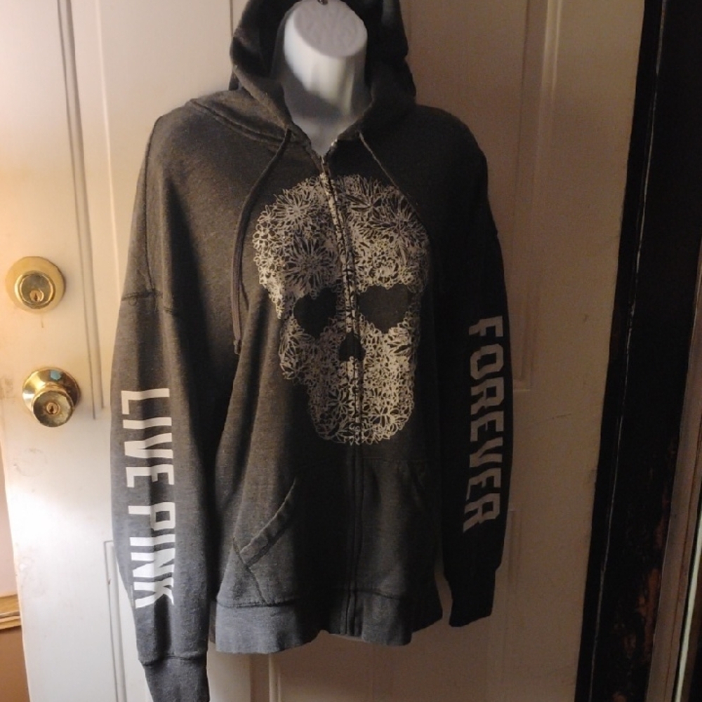 PINK Victoria's Secret Navy Label Hoodie Tag with Pink Size Lettering